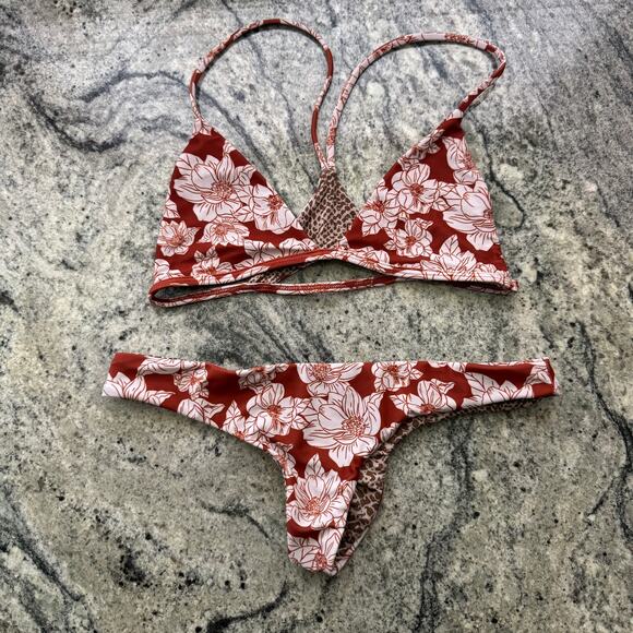 Acacia Swimwear Rust Magnolia Set Small Shaka Top Hookipa Bottoms - Picture 1 of 5